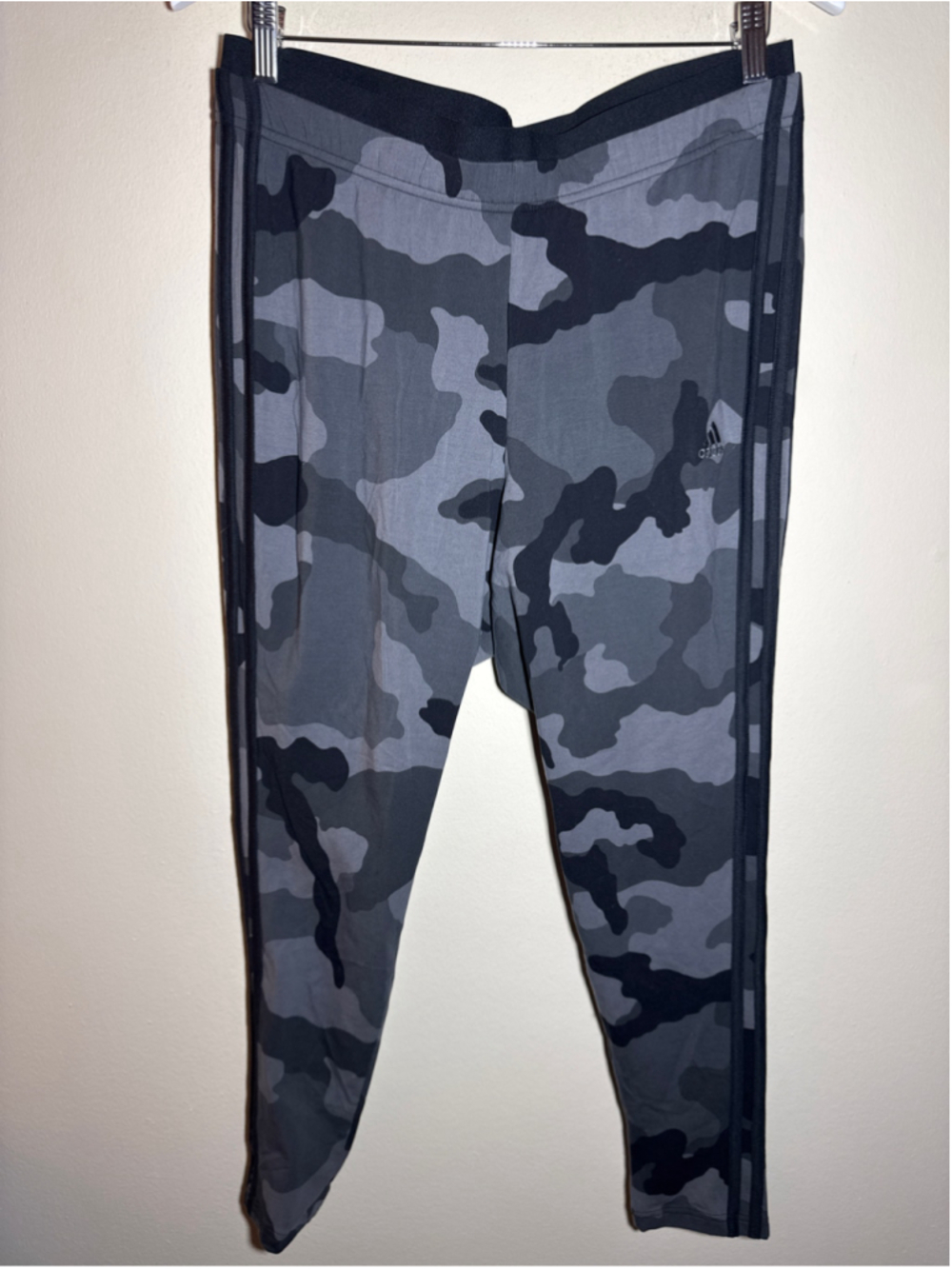 Women's Adidas Camo Leggings 2X Grey Black Tight Fit